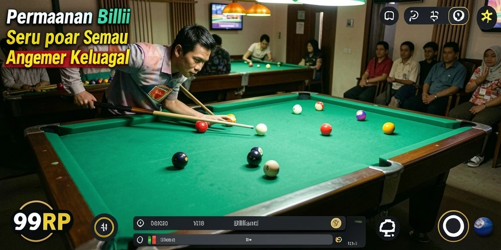 Antarmuka game billiard yang menarik dan mudah digunakan.