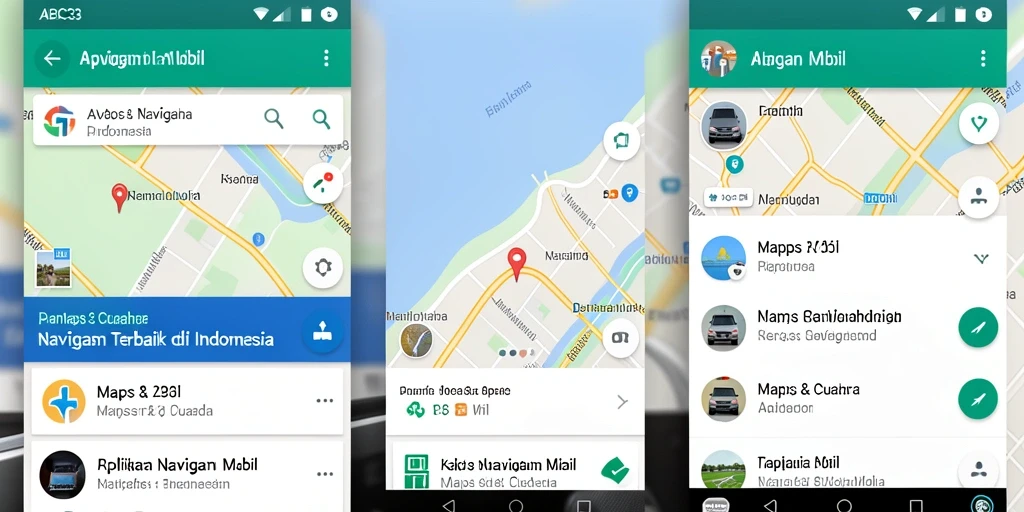 Tampilan antarmuka aplikasi Navigasi Mobil ABC33 yang user-friendly.