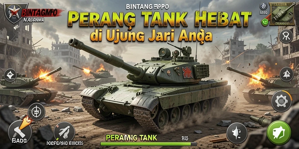 Tampilan antarmuka BINTANGMPO yang mendebarkan dengan grafis tank yang memukau.