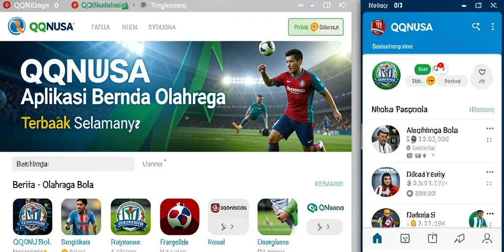 Screenshot aplikasi QQNUSA yang menampilkan berita olahraga bola terbaru.